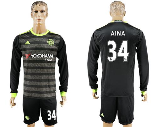 Chelsea #34 Aina Sec Away Long Sleeves Soccer Club Jersey - Click Image to Close